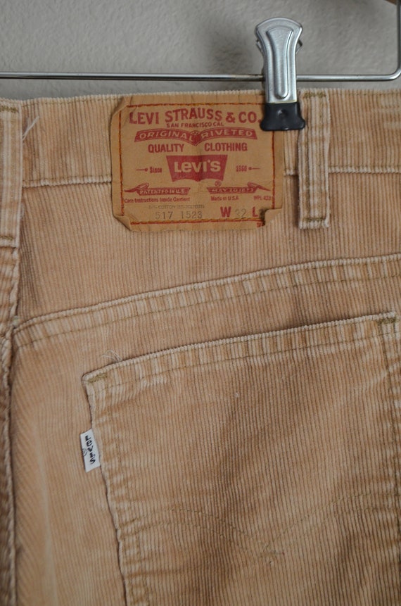 vintage 80s light tan corduroy 517 Levi's pants /… - image 5