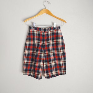 vintage 50s plaid wool back buckle wool shorts / women&#39;s x-small small - AS IS