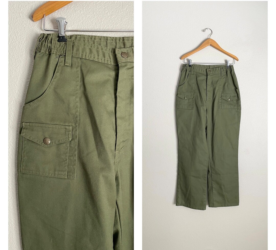 70s 80s Boy Scout Pants/ Green High Waisted Straight Pants Etsy