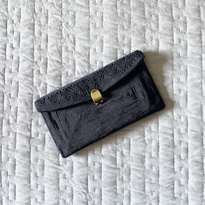 Vintage 40s Black Cord Purse Clutch