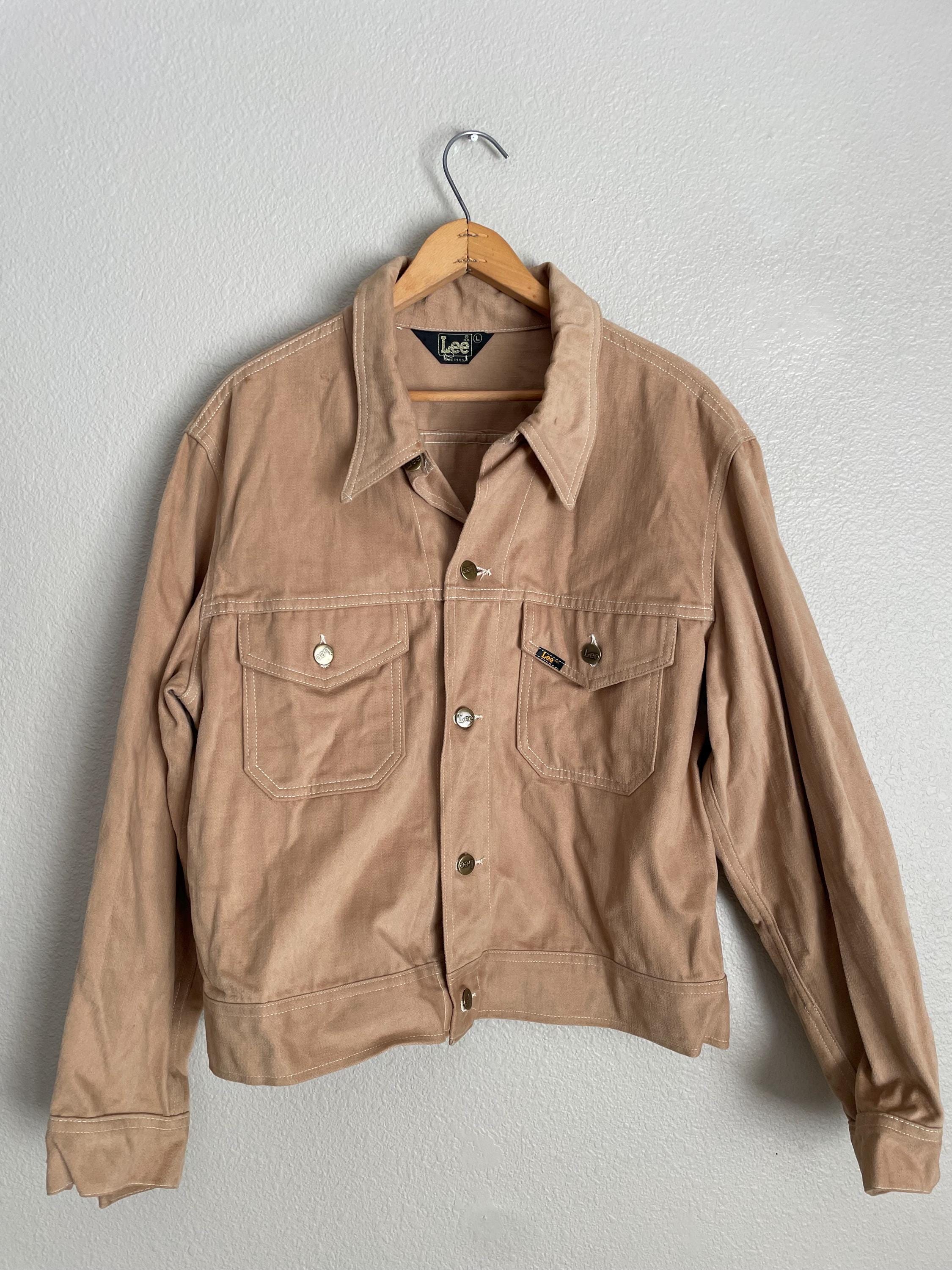 Vintage 70s Lee's Moleskin Tan Khaki Brown Trucker Men's Jacket