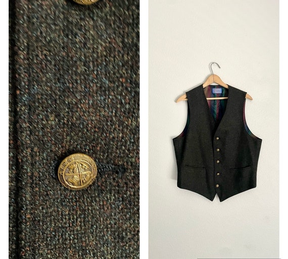 Vintage 70s 80s Brown Speckled Pendleton Wool Ves… - image 1