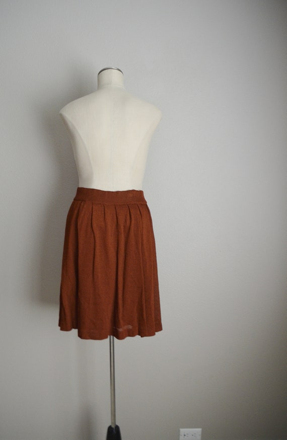 vintage 80s mini flouncy brown summer knit skirt … - image 8