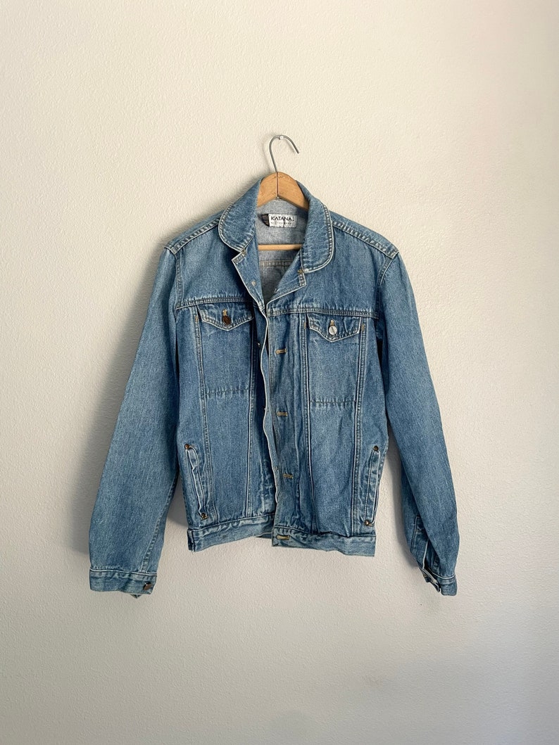 vintage 80s katana denim jean jacket / men's small women's medium image 4