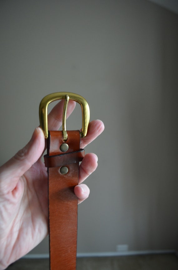 vintage 80s 90s brown leather leegin belt distressed size 34 36