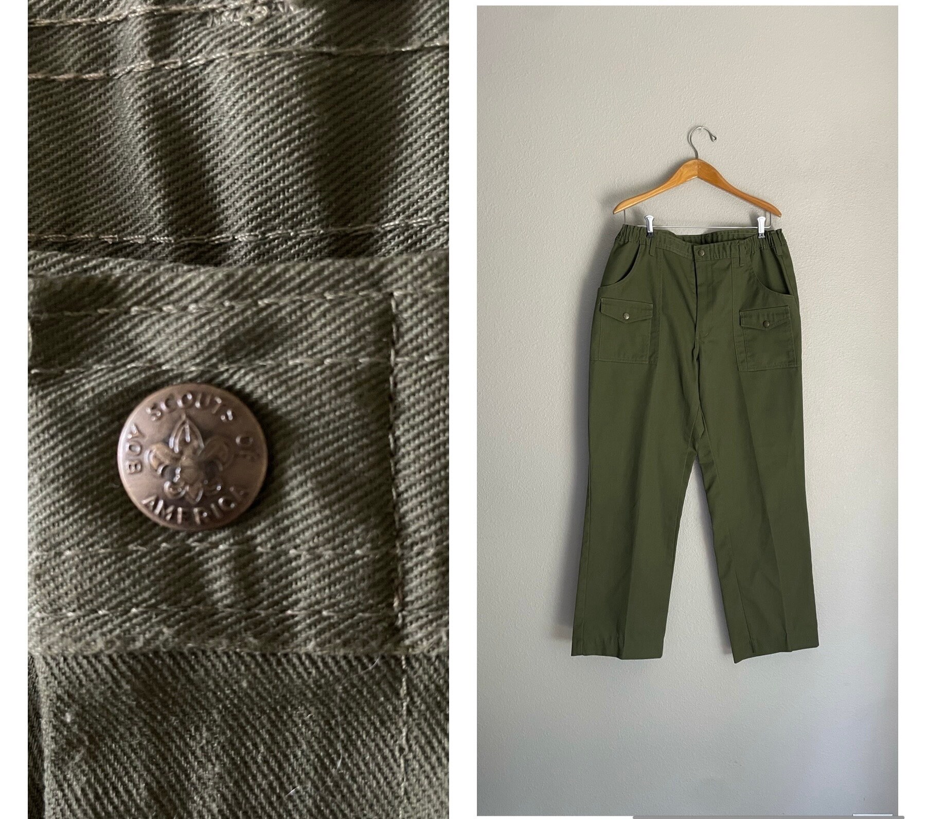 Vintage 70s 80s boy scout pants/ green high-waisted straight Vintage 70s 80s boy scout pants/ green high-waisted straight
