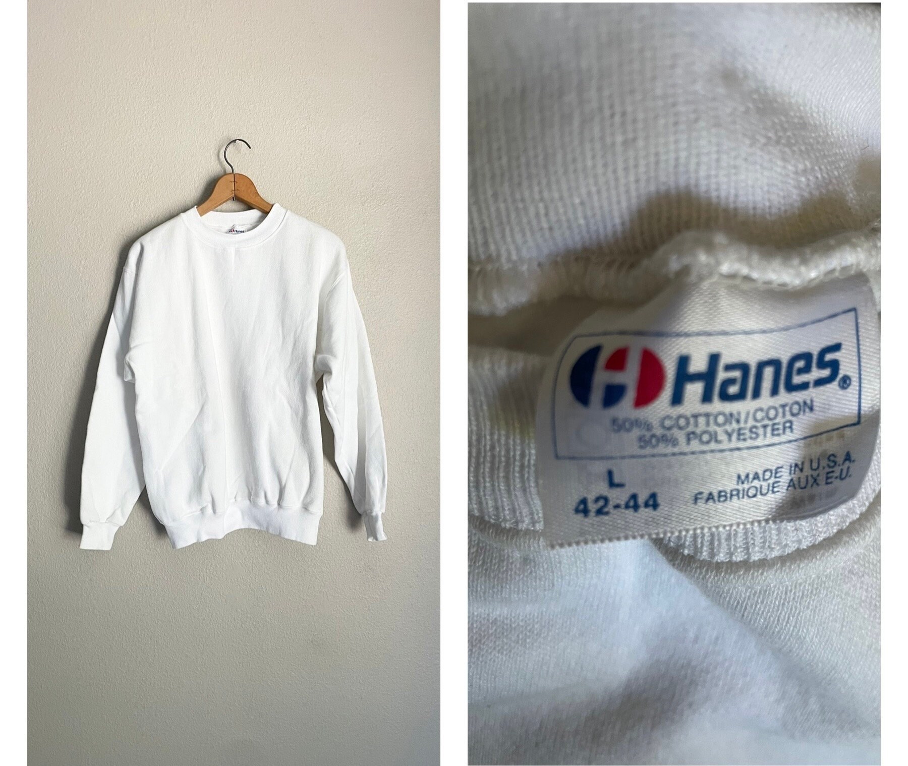 Vintage 80s White Hanes Sweatshirt Medium Etsy