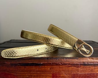 Vintage 90s Gold Snakeskin Belt - women's medium/large