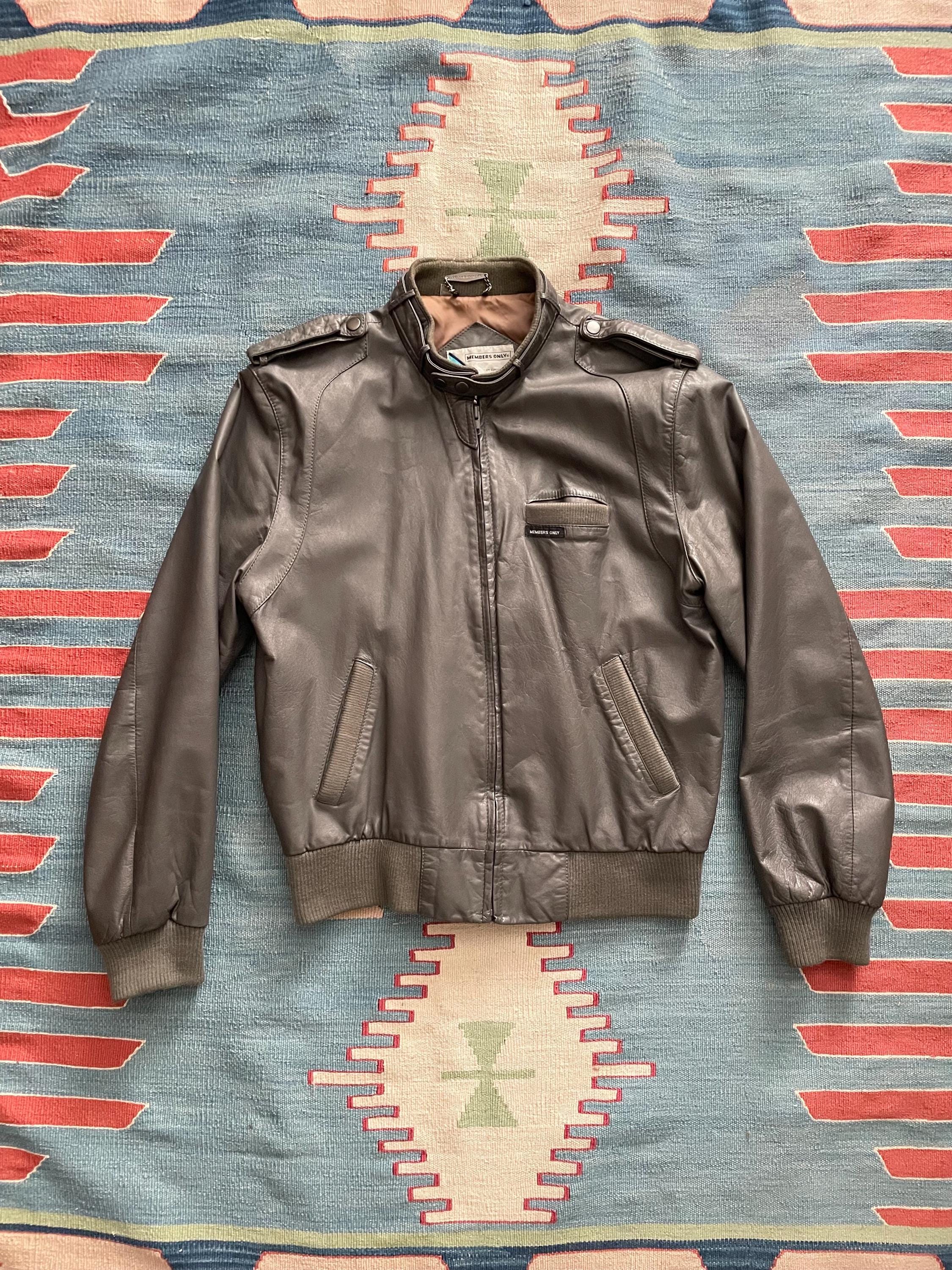 Vintage 80s Members Only Europe Craft Leather Bomber Jacket