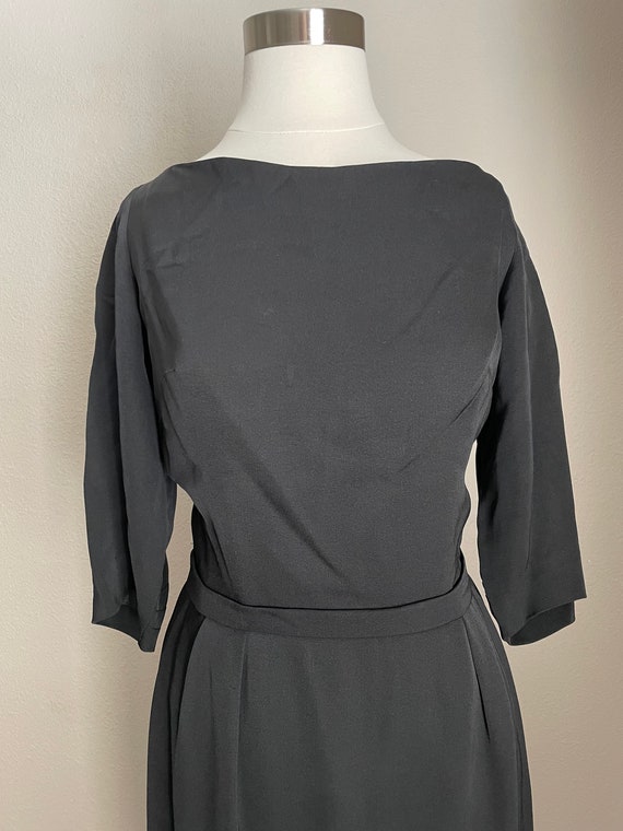 vintage LBD black dress ceil chapman 1950s 50s ev… - image 5