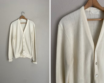 vintage 70s lord jeff ivory classic golf cardigan- 42- medium/large