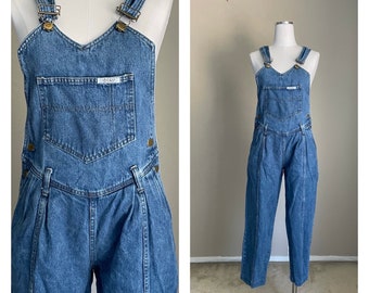 Vintage 80s Ideas Denim Pleated Cropped Capri Overalls - women's xsmall