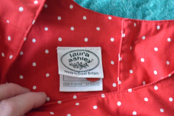 vintage 80s laura ashley girl's red polka dot dre… - image 9