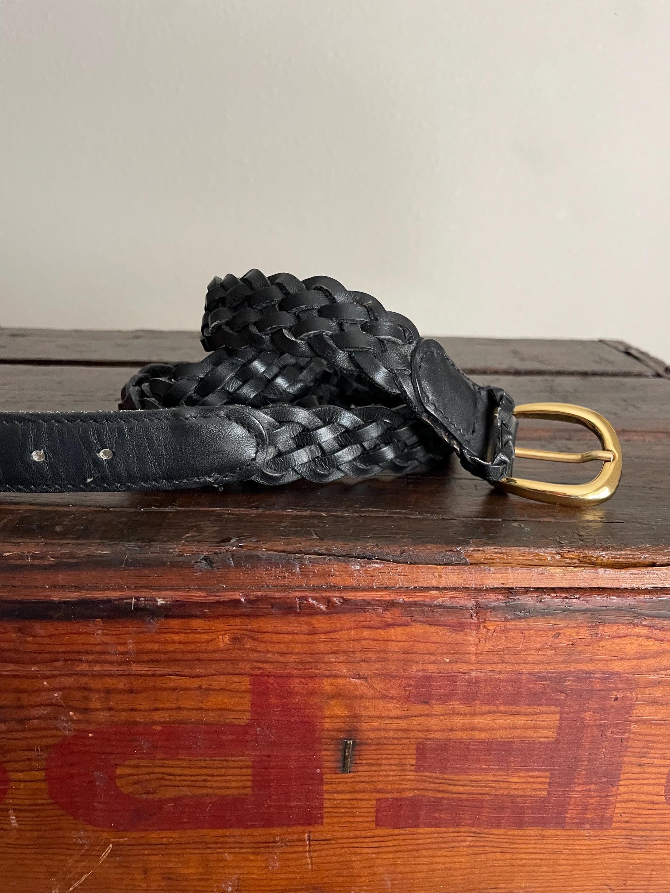 Vintage Black Leather Braided Belt - Etsy display picture 3