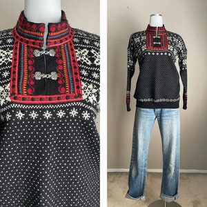 vintage 80s Selbu Tradition Wool Norwegian Sweater women's small image 1