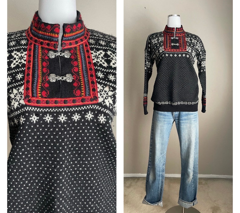 vintage 80s Selbu Tradition Wool Norwegian Sweater women's small image 1