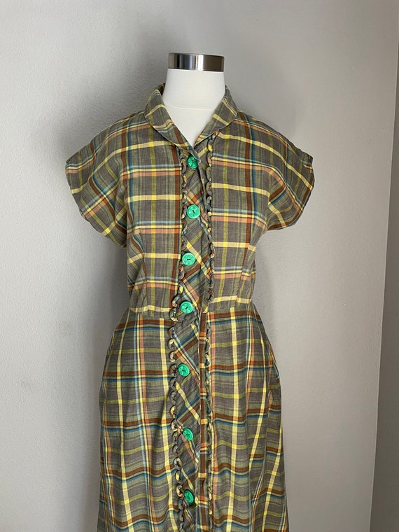 1930s plaid day dress - small- wounded bird - image 8