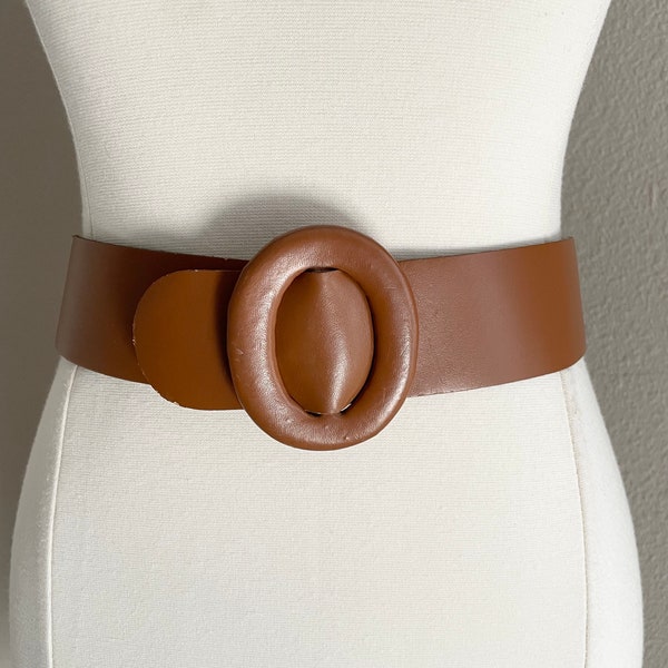 vintage 60s 70s Calderon wide brown leather belt - small - 28