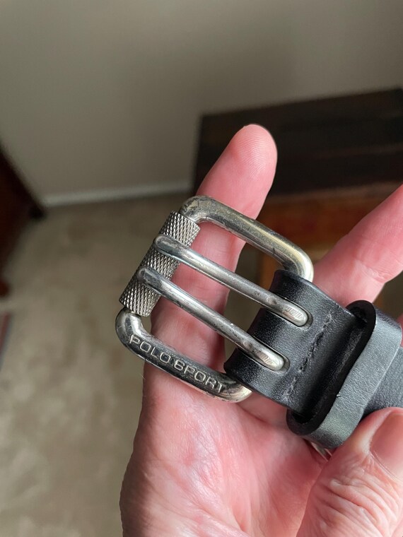 Vintage Y2K Black Leather Double Prong Belt: Polo Ralph  display picture 1