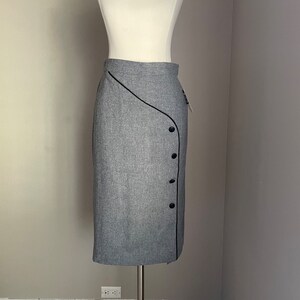 vintage 70s 80s black and gray wool pencil skirt xsmall 23/24 image 5