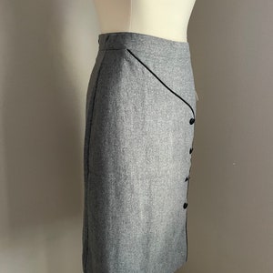 vintage 70s 80s black and gray wool pencil skirt xsmall 23/24 image 3