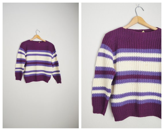1940s striped crop wool sweater - medium