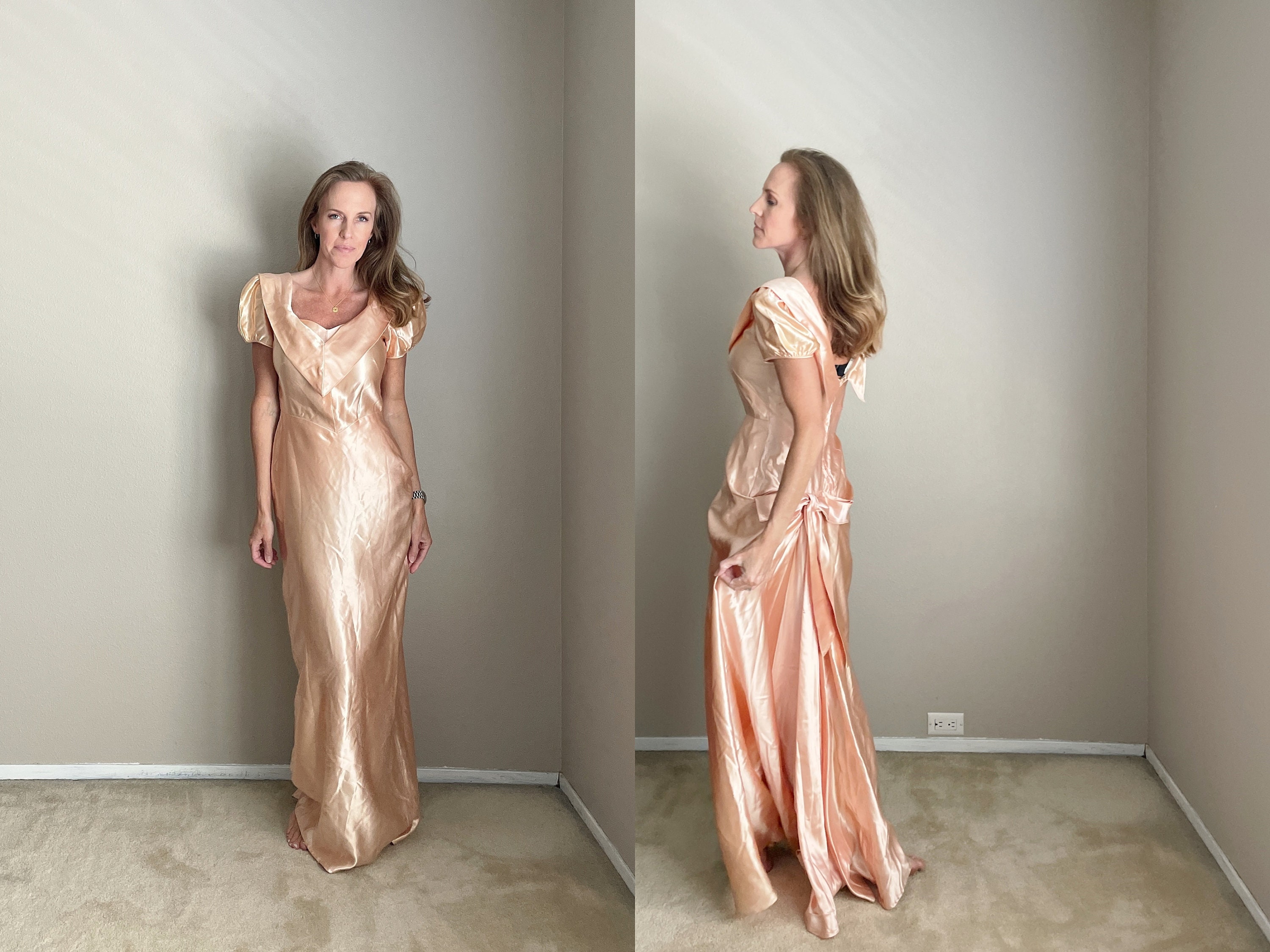 1940s Satin Dress Etsy