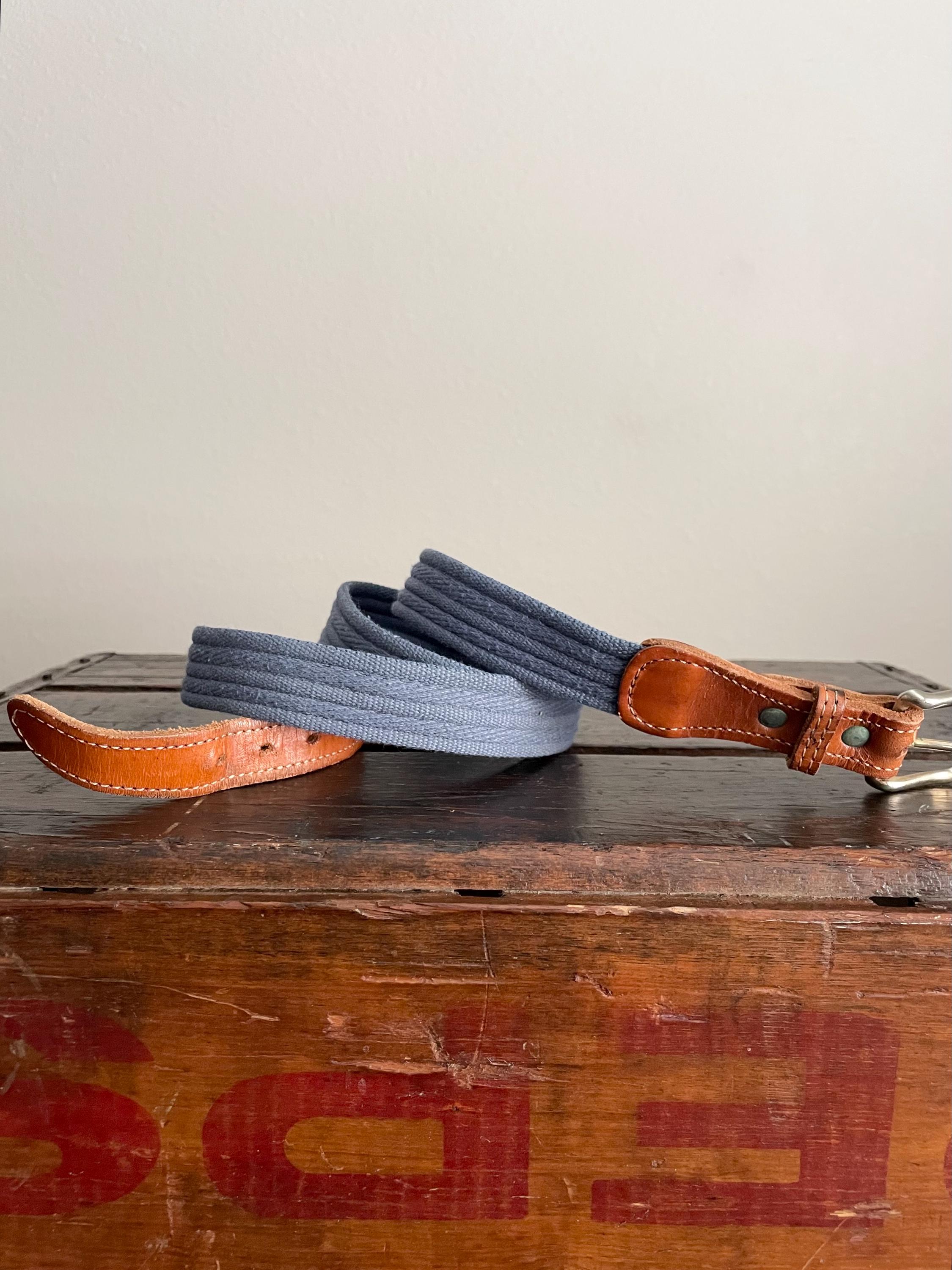 Vintage 80s Blue Cotton Canvas Boating Preppy and Leather  display picture 1