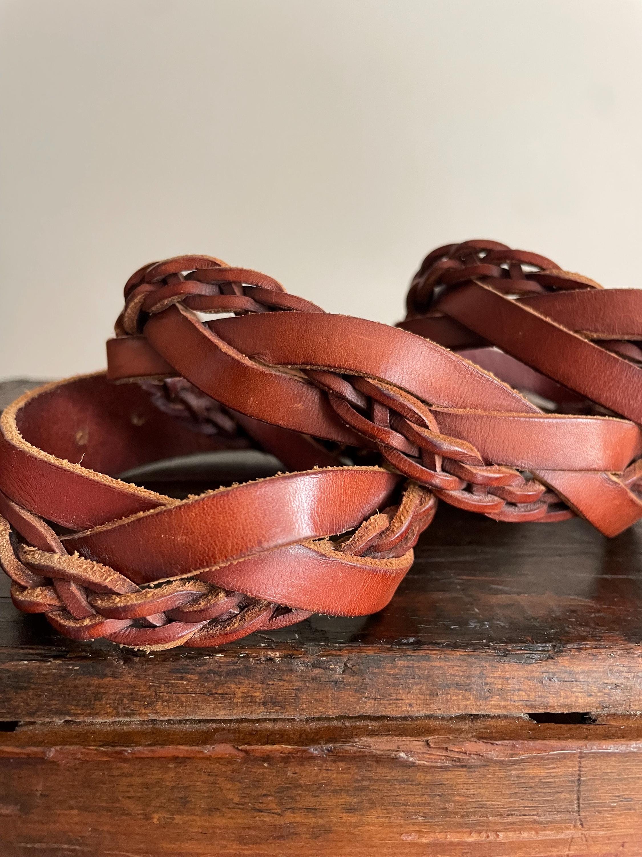 Vintage Y2K Fossil Leather Braided Brown Belt - 30-34  display picture 1
