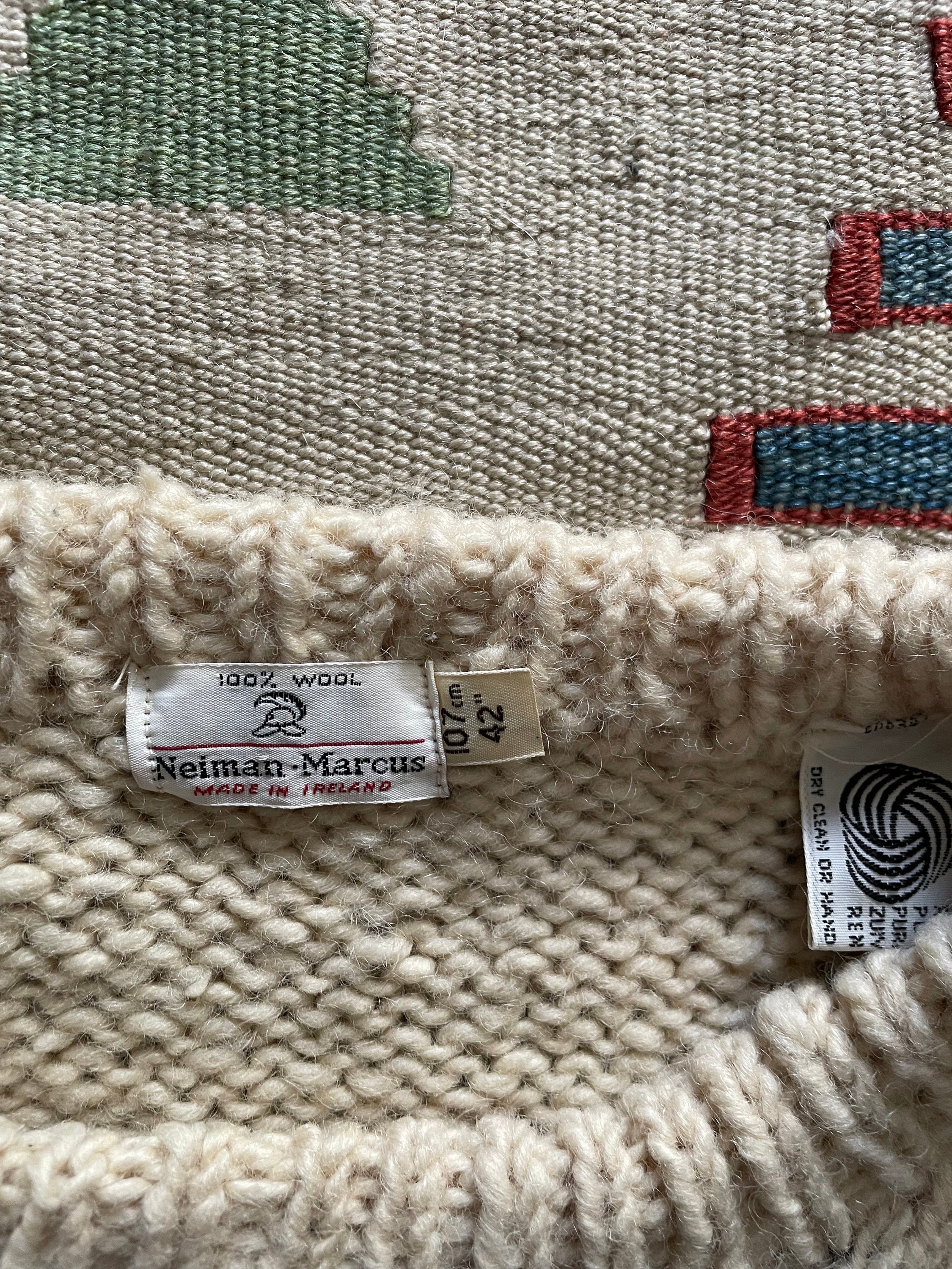 Vintage 80s Wool Neiman Marcus Argyle Warm Winter Ireland Made 