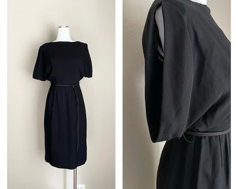 vintage 50s 60s black evening Kim Kory cocktail dolman sleeve little black dress - xsmall