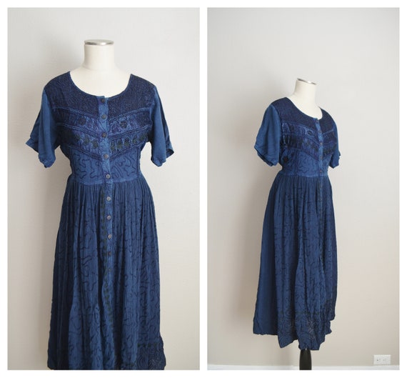 blue rayon maxi dress