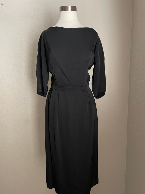 vintage LBD black dress ceil chapman 1950s 50s ev… - image 4