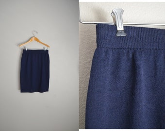 Vintage 80s St. John Classics Navy Blue wiggle skirt- vintage size 4- small