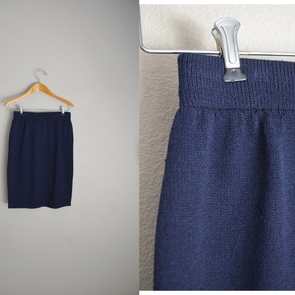 Vintage 80s St. John Classics Navy Blue wiggle skirt- vintage size 4- small