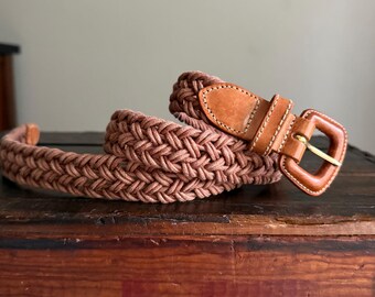 Vintage light brown leather belt with hand crafted  animal skin MEN FAUX Animal exotic style SKIN GENUINE LEATHER STITCHED  main image 4