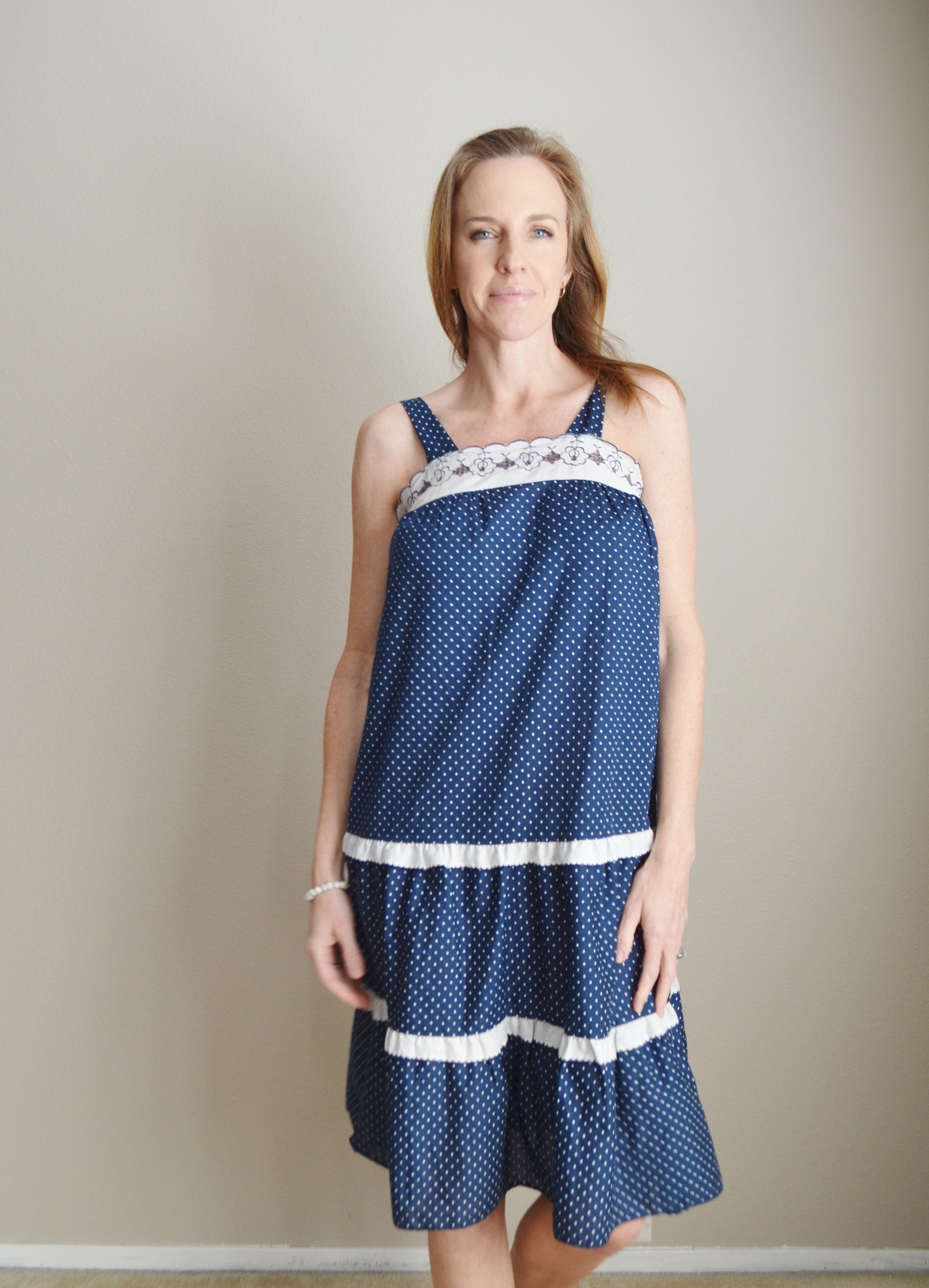 Peasant sundress / vintage 80s polka dot summer sundress Etsy 日本