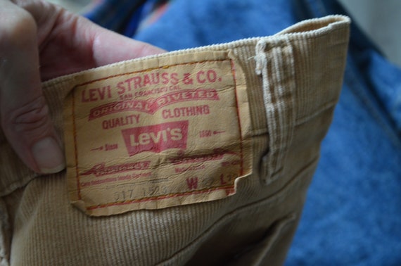 vintage 80s light tan corduroy 517 Levi's pants /… - image 3