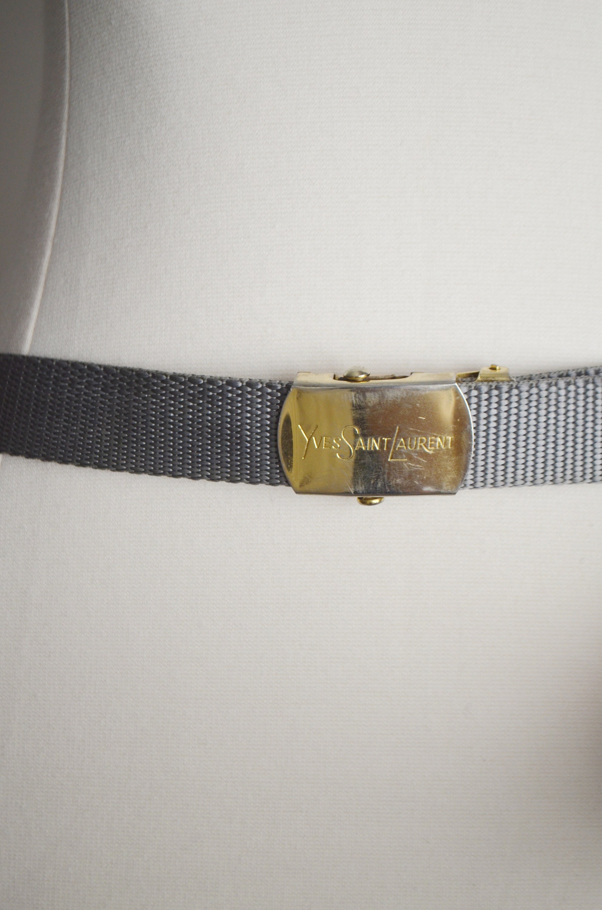 Yves Saint Laurent Gray Fabric Adjustable Belt Saint Laurent Gray Belts for Women for sale | eBay main image 4