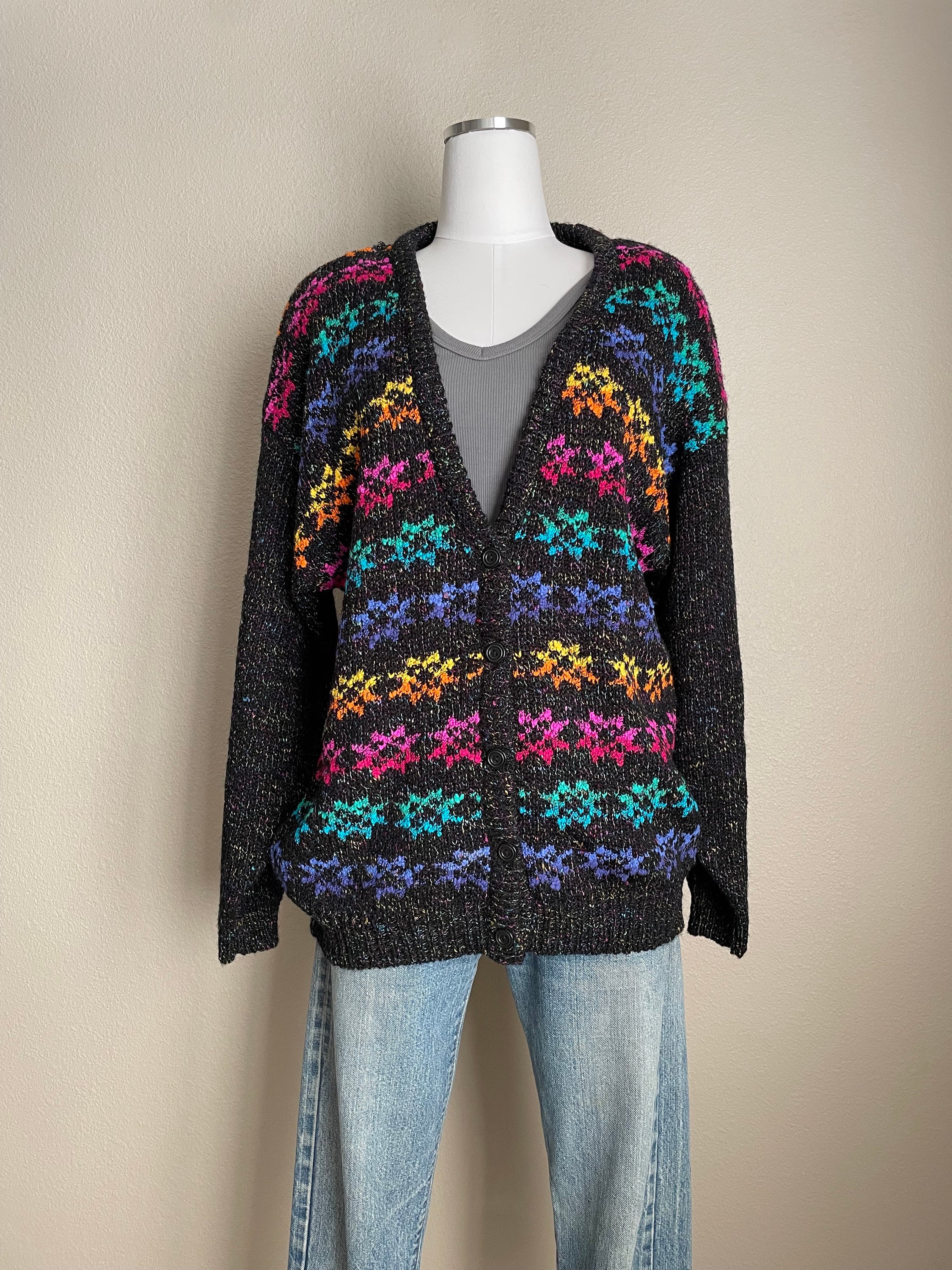 90s Rainbow Cardigan - Etsy