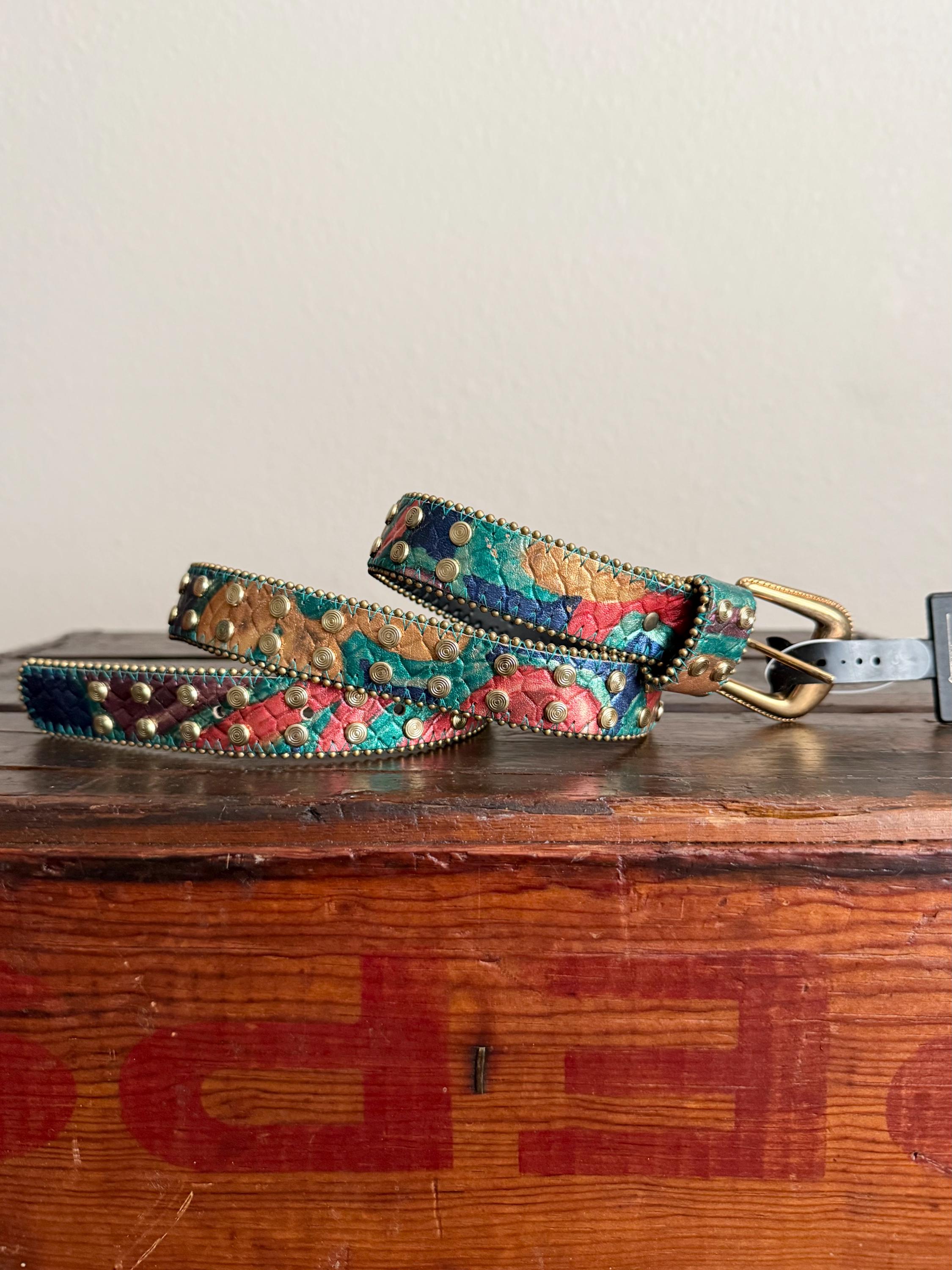 Amiee Lynn VTG Genuine Leather Black Belt w/Beads SZ M Western Boho Chic Gothic Mens Multi Colour Leather Belt - Etsy main image 4