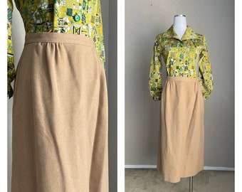 Vintage ‘80s Camel Wool Skirt - 26 - small