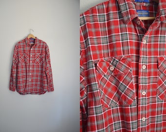 vintage Y2K red pendleton flannel plaid shirt- mens's large