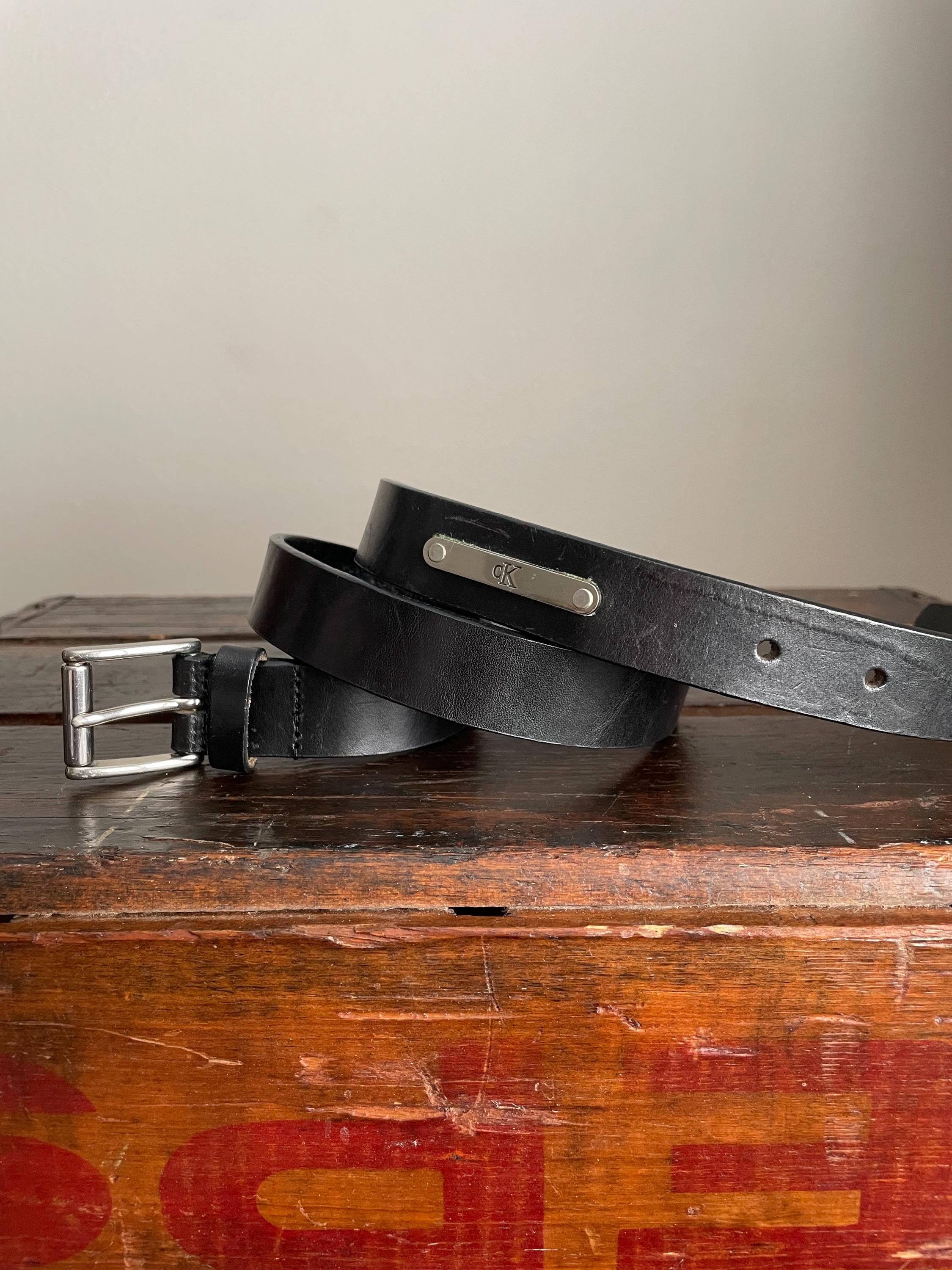Vintage 90s Calvin Klein Black Leather Belt size small Vintage  main image 4