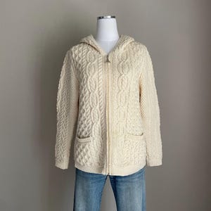 Vintage Y2K Aran Mor Ivory Wool Cardigan Sweater -  women&#39;s medium