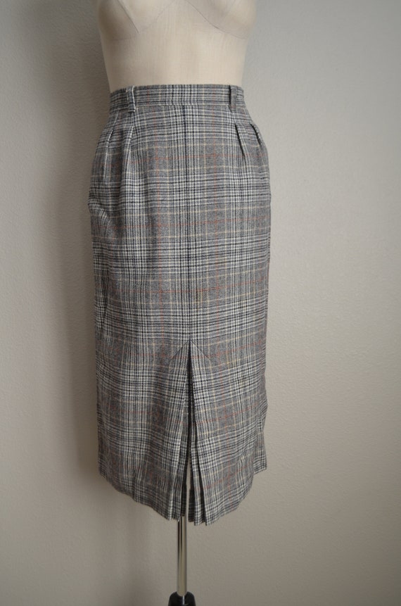 vintage 70s gray brown wool plaid pendleton skirt… - image 5