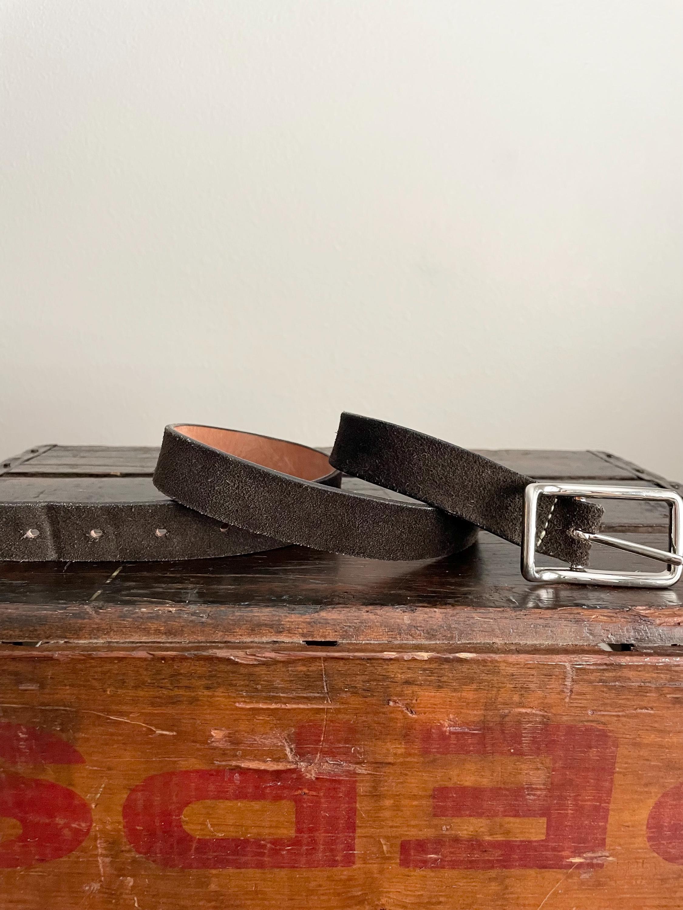 Lands End Belt Vintage Double Strap Brown Leather Woven Silver Toggle Size 26 Vintage Lands End Womans Belt 26 Yellow Tan Leather Stretchy  main image 4
