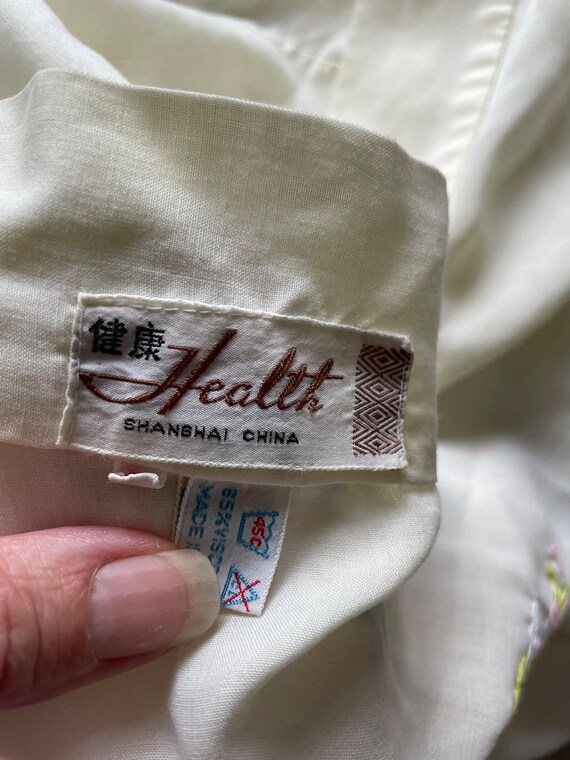 vintage 60s health shanghai china embroidered ivo… - image 10