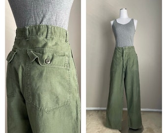 Vintage 1969 - Pantalon militaire unisexe olive terne résistant à la fatigue | 30x30 OG 107 -29/30 fatigue