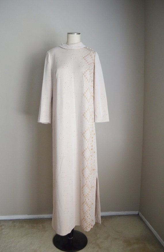 70s champagne polyester maxi MOD summer spring sp… - image 7